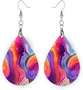 Teardrop Wood Earrings Light Weight Printed Image Dangle Jewelry, Fun and Funky Earrings