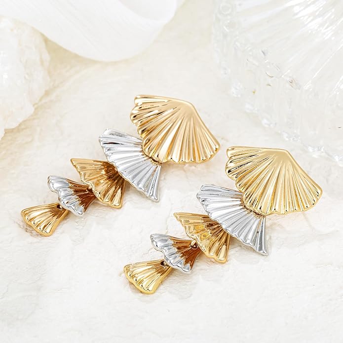 Gold/Silver Shell Dangle Earrings for Women Seashell Drop Dangle Earrings Ocean Beach Earrings Summer Jewelry