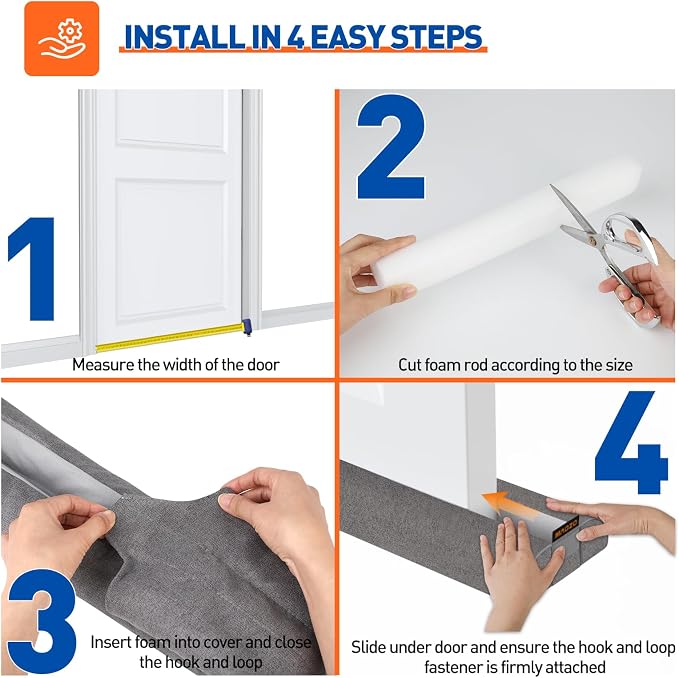 MAGZO Under Door Draft Stopper, 30 Inch Adjustable Door Gap Filler, Dust & - Image 3