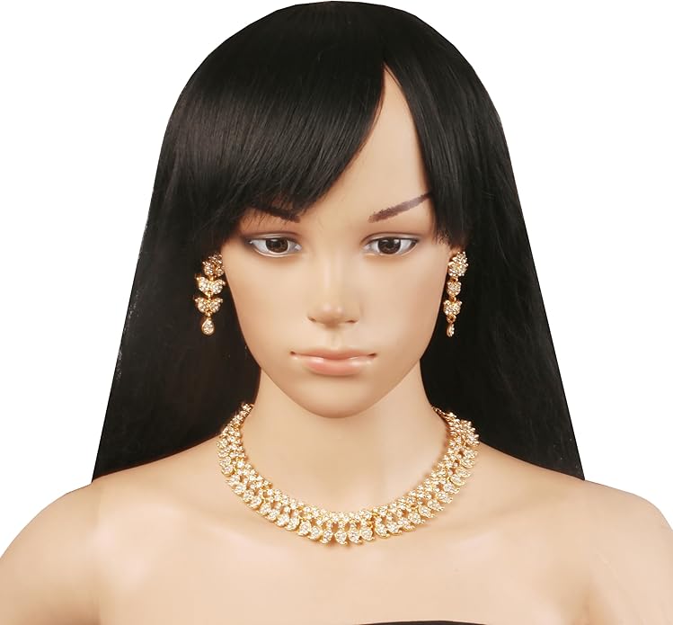 Touchstone Indian wedding jewelry set gold traditional necklaces for women statement rhinestone sets hollywood glamour style crystal stone bridal costume golden necklace