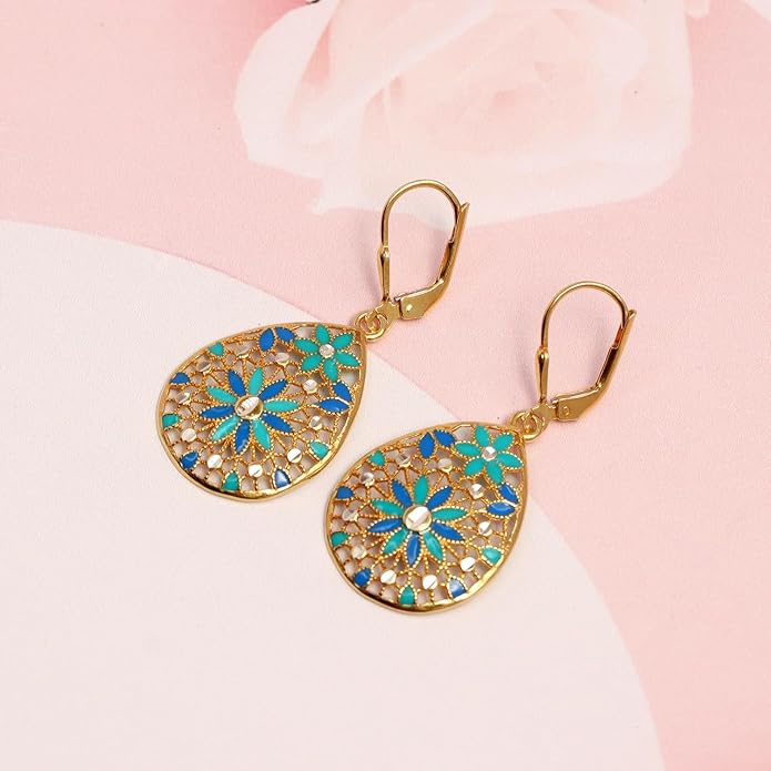 LeCalla 925 Sterling Silver Teardrop Drop Earrings for Womens | Lightweight Italian Minimalist Teardrop Filigree Earrings | Filigree Circle Drop Dangle Earrings for Women Birthday Gift