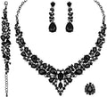CSY 4 Pcs/Set Austrian Crystal Necklace Earrings Bracelet Ring Bridal Jewelry Sets for Brides Wedding Party Costume Accessories Gifts for Women