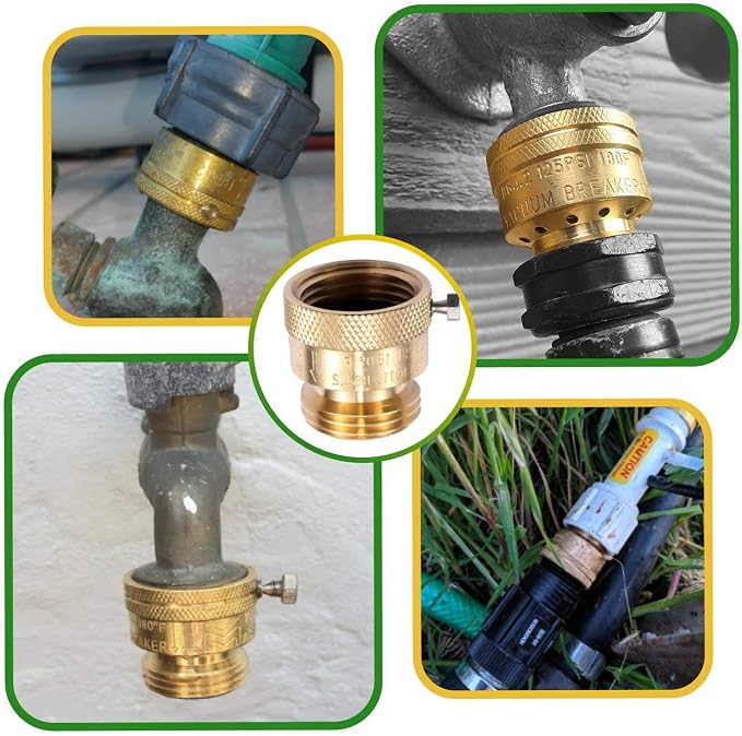 2 Pack Brass 3/4" Inch GHT Hose Bibb Backflow Preventer Vacuum Breaker | - Image 5