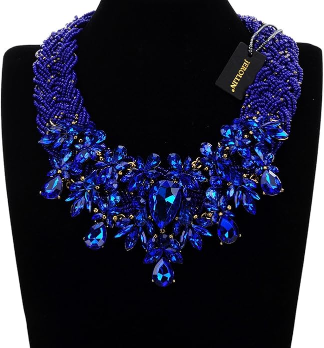 Jerollin Simulated Pearl Body Statement Necklace for Women, Fashion Collar Bib Necklaces Fashion Costume Jewelry Necklace…