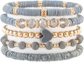 Heishi Beaded Stretch Bracelets for Women Stackable Polymer Clay Beads Bracelets Friendship Boho Summer Beach Bracelet Jewelry Set