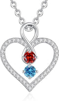 LOUISA SECRET Infinity Double Birthstone Necklace, 925 Sterling Silver Tiny Pendant Heart Necklace for Women Wife Her, Best Jewelry Gift Heart Jewelry Meaningful Gift for Valentine's Day, Christmas, Birthday Anniversary