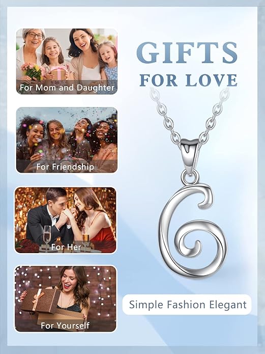 EUDORA Sterling Silver Initial Necklaces for Women, Classic 26 Letter Neckless Gifts for Girls, Sister, Mother Daughter, 18 inch Chain