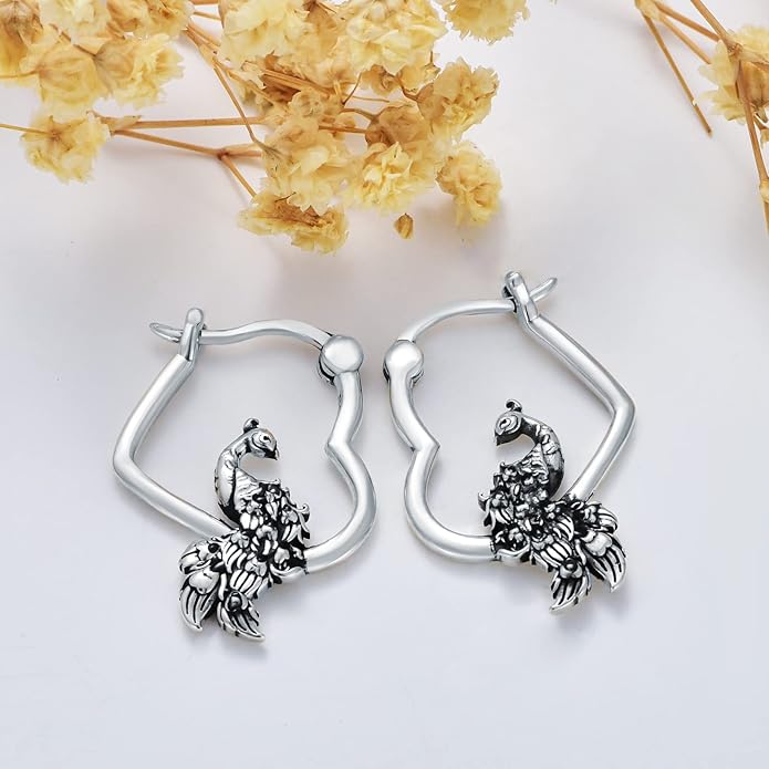 Hypoallergenic Earrings Rabbit Tiger Teddy Koala Puppy Panther Peacock Earrings Sterling Silver Animal Hug Hoop Earrings Jewelry Mothers Day Graduation Birthday Gifts for Women