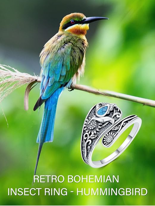 JKR Turquoise Spoon Rings for Women Sterling Silver Vintage Antique Thumb Ring Boho Jewelry Anniversary Birthday Gift for Wife Her Mom
