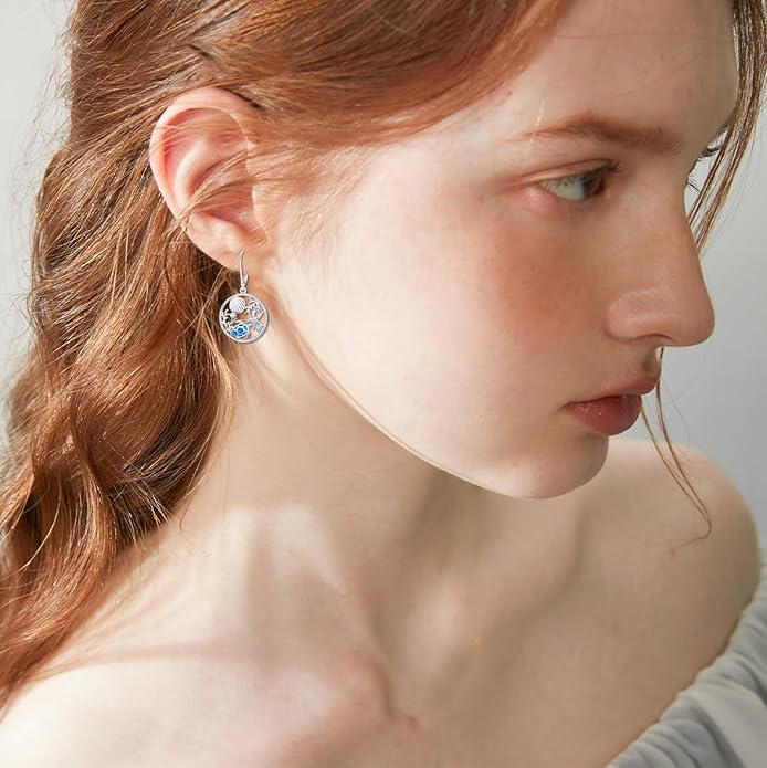 Turtle Earrings for Women S925 Sterling Silver Hawaii Blue Opal Sea Starfish Dangle Earring Tortoise Drop Animal Statement Ocean Summer Beach Vacation Jewelry Mothers Day Christmas Gift
