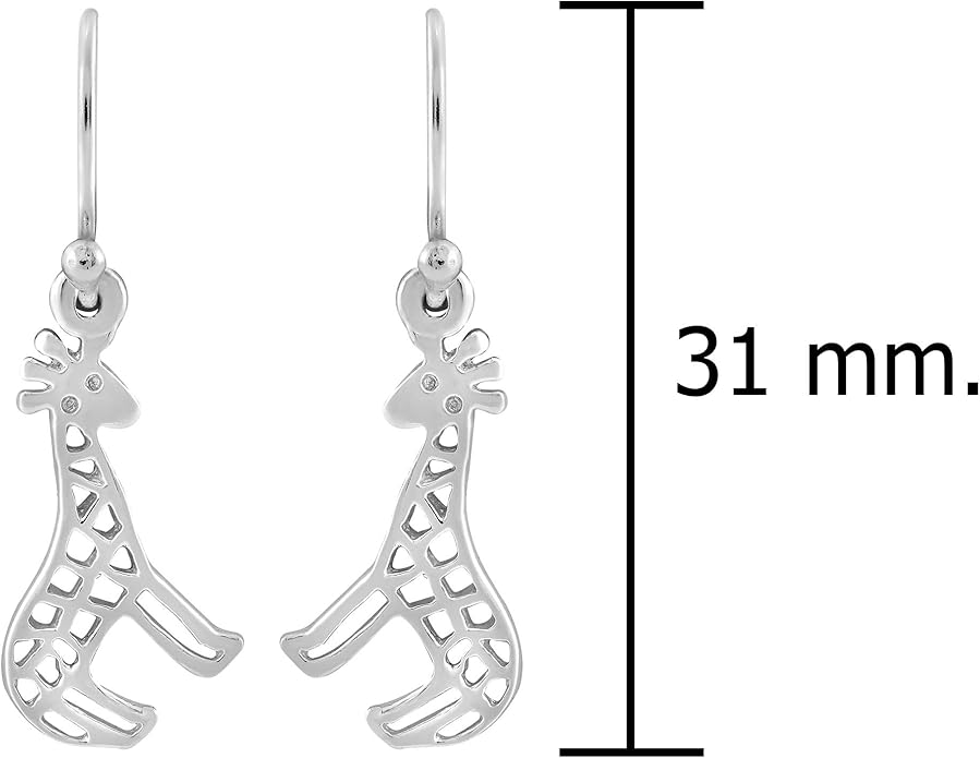 AeraVida Fun and Adorable Little Giraffes .925 Sterling Silver Fishhook Dangle Earrings for Safari and African Wildlife Inspired Fashion Accessories with Animal and Nature Vibes