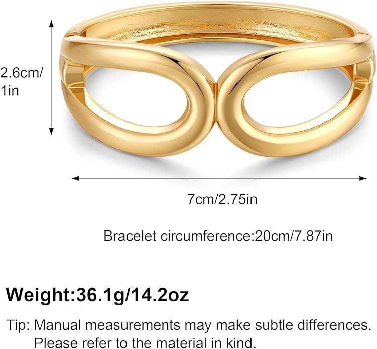 MUYAN Polished Chunky Hinged Bangle Bracelet for Women Trendy Twisted Statement Cuff Bracelet Fashion Jewelry