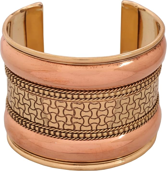 Touchstone Indian Bollywood Handcrafted Slip In Easy To Wear Stylish Wrist Enhancer Designer Broad Jewelry Cuff Bracelet For Women and Men.