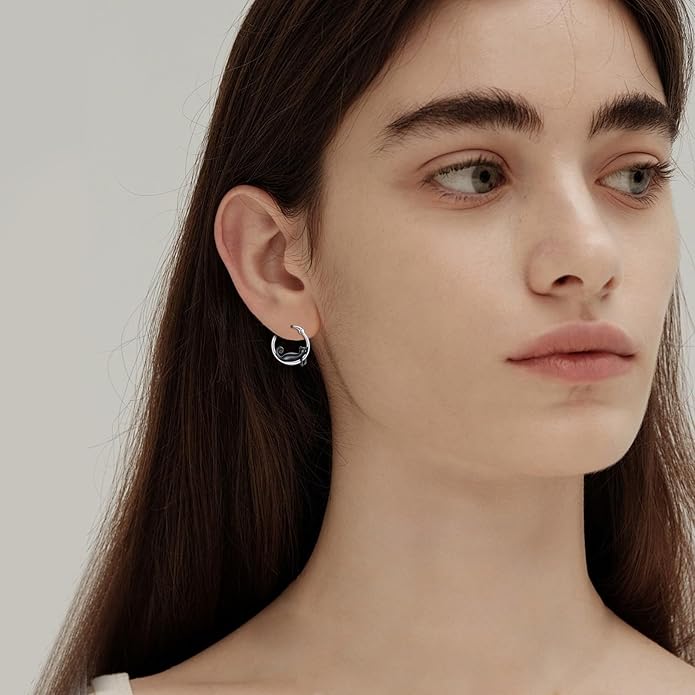 JUSTKIDSTOY Hypoallergenic Panda/Unicorn/Hummingbird/Dolphin Hoop Earrings for Women 925 Sterling Silver Animal Huggie Hoop Earrings Jewelry Gifts for Sensitive Ears