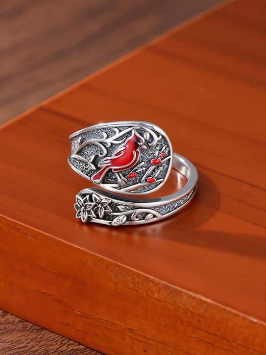 Midari Sun and Moon/Bee/Celtic/Life of Tree/Lotus Spoon Ring for Women 925 Sterling Silver Adjustable Ring Open Ring for Women Men Halloween Birthday Gift