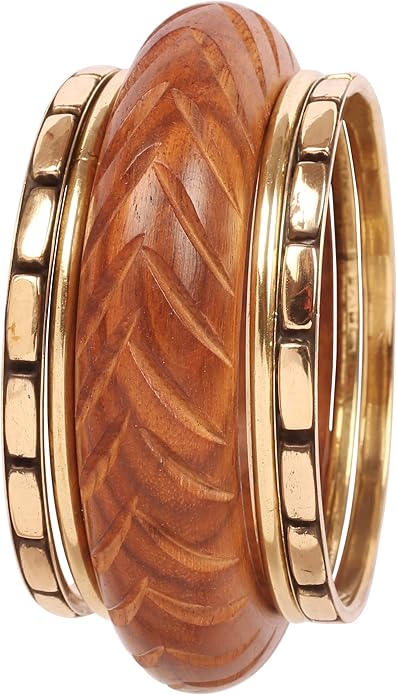 Touchstone wood bracelets for women bangle wooden jewelry handmade artisan bangles natural handcrafted brown olive stylish chunky boho bohemian bracelet brass metal inlaid woods stackable