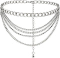 Suyi Multilayer Chain Belt Rhinestone Metal Chain Belts for Women Punk Gold Waist Chain