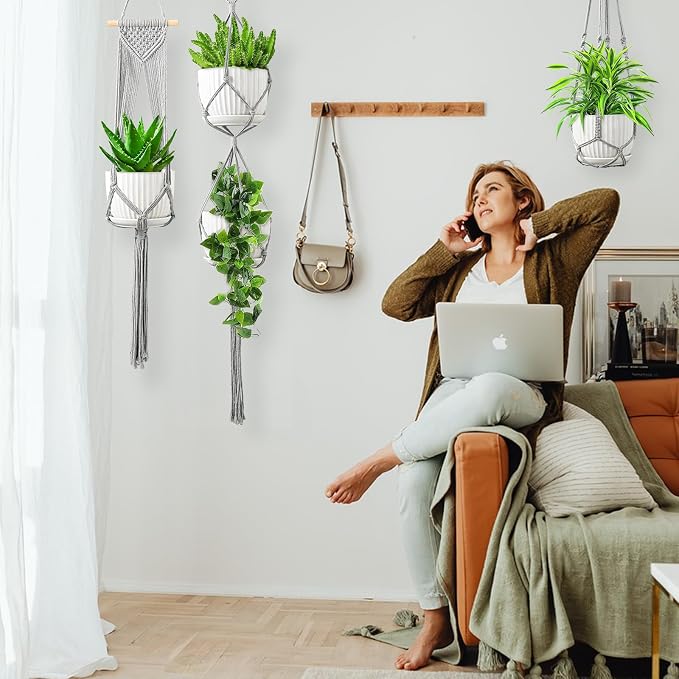 SFENNGPET Macrame Plant Hangers, handmade macromay plant hangers, indoor flower - Image 3