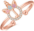 Unicorn Rings Gifts for Girls - Adjustable Initial Ring Dainty Cute Unicorn Rings for Girl Teens Little Girls Jewelry Birthday Gift