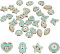 MECCANIXITY 30 Pcs Evil Eye Beads Bulk Colorful Alloy Enamel Loose Spacer Charm Beads for DIY Bracelet Earrings Necklace Crafts Jewelry Making, Sky Blue