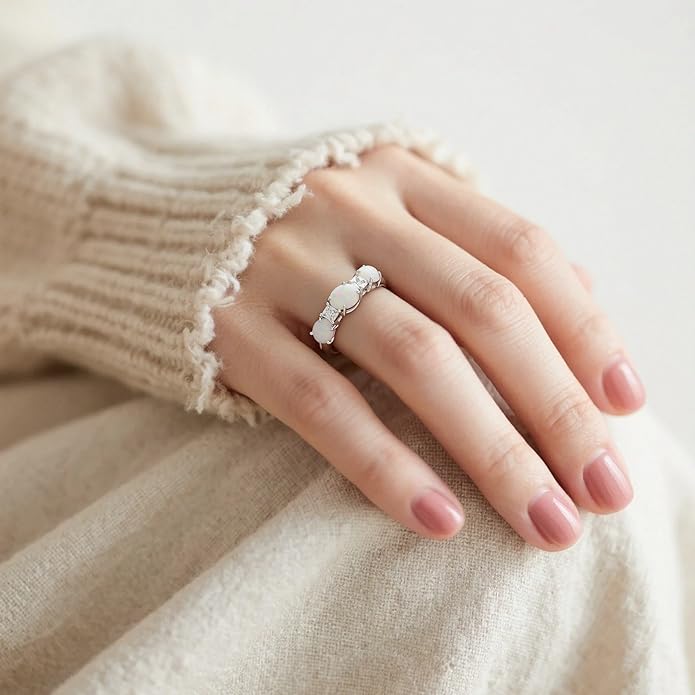925 Sterling Silver Birthstone Rings for Women - Adjustable Size Women Jewelry Birthday Gifts for Girlfriend,Wife,Mom