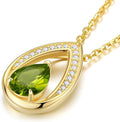 Iefil Valentines Day Gifts for Her - 14K Gold Plated Birthstone Necklace for Women, 925 Sterling Silver Teardrop Necklace, Anniversary Birthday Gifts for Wife Girlfriend Mom