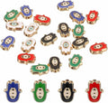 MECCANIXITY 20 Pcs Hand Evil Eye Beads Colorful Flat Loose Spacer Evil Eye Charms for DIY Bracelet Earrings Necklace Crafts Jewelry Making, Green/Red/Bright Blue/Black/White