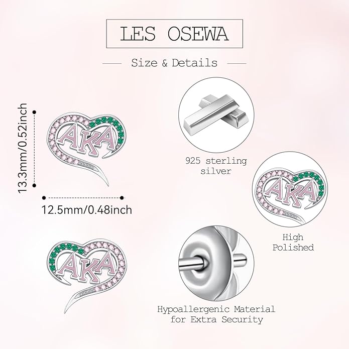 AKA/ZPB/DST/SGR/OES Sorority Gifts for Women 925 Sterling Silver Sorority Paraphernalia Gifts Greek Jewelry for Finer Women