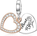 JIAYIQI Mother Sister Daughter Wife Charms Fit Charms Bracelet Necklace with Double Heart Love Charms 925 Sterling Silver Beads for Women Jewelry