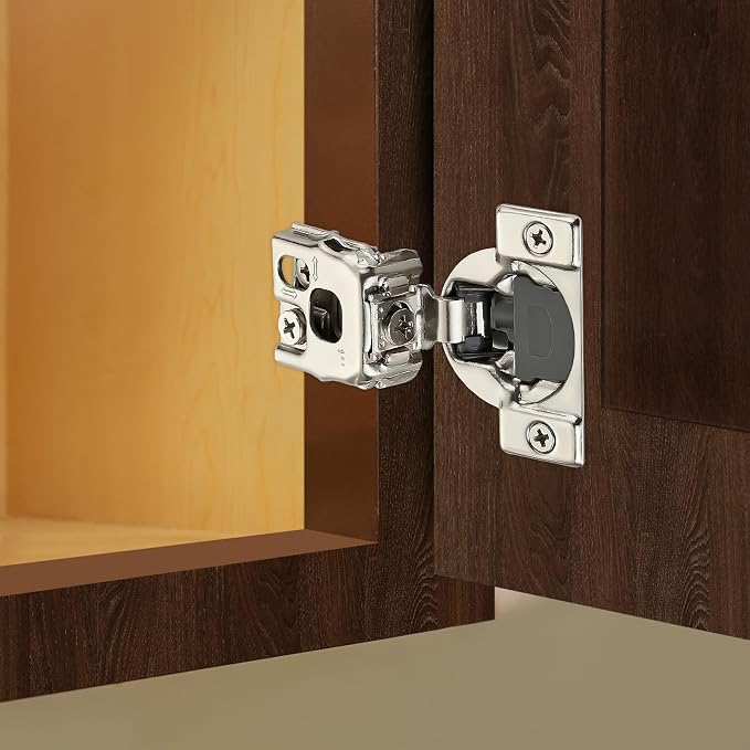 Satin Nickel Cabinet Hinges, 1 Inch Overlay, 50 Pack | Stainless Steel Build - Image 2