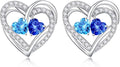 Iefil Valentines Day Gifts for Her, 925 Sterling Silver Heart Birthstone Earrings, Anniversary Birthday Gifts for Women, Birthstone Jewelry for Her Wife Girlfriend Mom