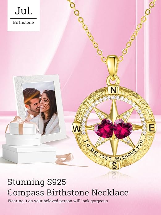 Valentine's Day Gifts for Wife 925 Sterling Silver Double Birthstone Pendant Necklaces I Love You for Always and Forever Necklace Anniversary Birthday Gifts for Wife Girlfriend Mom Her