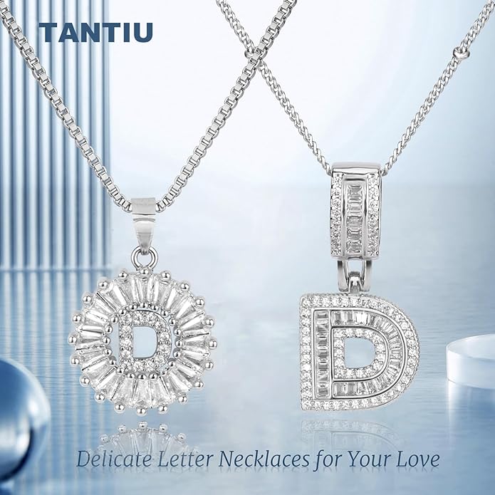 14K Gold Plated Alphabet Necklace Cubic Zirconia Letter Pendant, Personalized Name Jewelry Gift for Women, Customizable A-Z, Birthday/Mothers Day Gifts for Womens