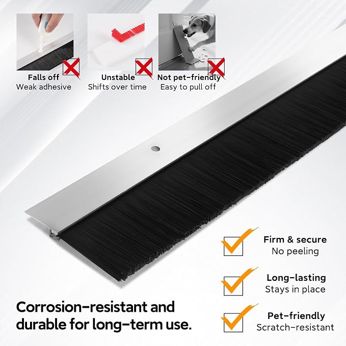 6 Sets Retsun Garage Door Brush Seal, 1 1/2" x 39.37" Brush Door Sweep - Image 3