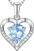 Heart Moissanite Birthstone Necklaces Anniversary/Birthday/Best Friend/Girlfriend/Wife Gifts for Her 925 Sterling Silver Pendant Necklace for Women