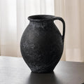LB2 Black Ceramic Large Vase, 11.2" Tall Zen Style Vase, Terra Cotta Pitcher by LB2
