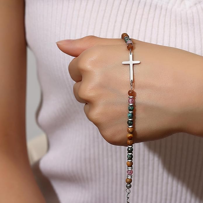 TONY & SANDY Christian Cross Bracelet for Women, Valentine's Day Gifts for Her, Confirmation Baptism Easter Gifts, Unique Gift for Friends Daughter Mom Sister in Christ Birthday Christmas