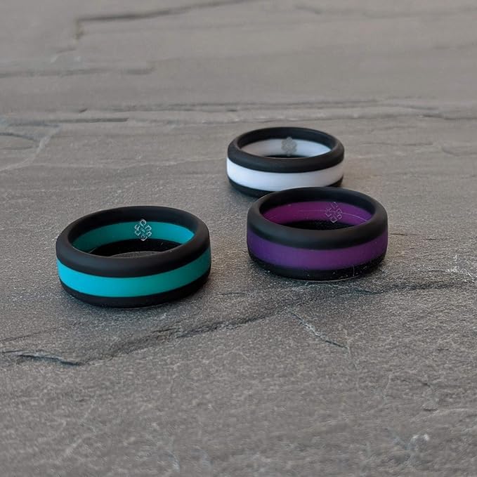 Knot Theory Striped Silicone Ring for Men and Women – Black, Grey, Red, Blue, Orange, Yellow, Purple
