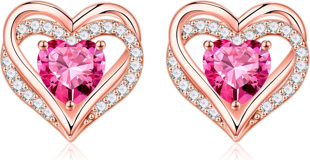 Iefil Valentine Day Gifts for Her - 925 Sterling Silver Heart Stud Earrings Birthday Gifts for Women