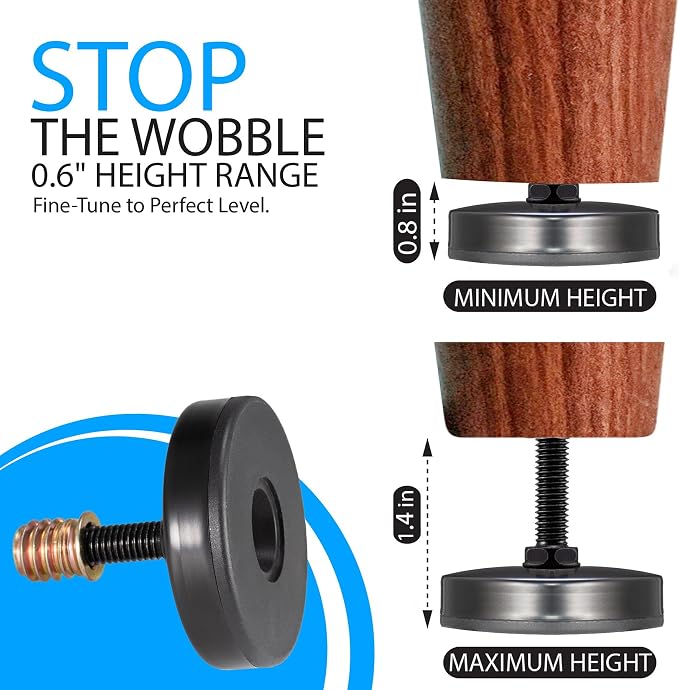 M8 Heavy Duty Leveling Feet, Nylon Base - Image 3