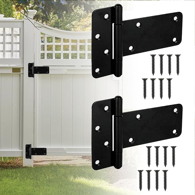 6 Pack 5” Heavy Duty Gate Hinges, 260 Lbs Capacity Black Door Hinges | T Gate - Image 7