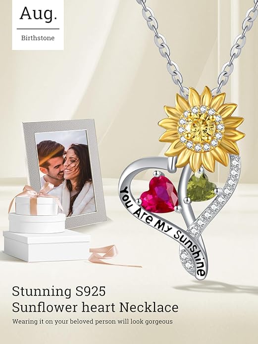 Valentine's Day Gifts for Wife 925 Sterling Silver Double Birthstone Pendant Necklaces I Love You for Always and Forever Necklace Anniversary Birthday Gifts for Wife Girlfriend Mom Her