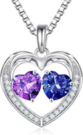 Iefil Valentines Day Gifts for Her - 925 Sterling Silver Heart Birthstone Necklace, Anniversary Birthday Gifts for Women Wife Girlfriend Mom Her