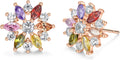VONSSY Colorful Snowflake Pendant Necklace Earrings Rose Gold 5A Cubic Zirconia | Crystal Sweater Chain | Multi Gemstone Garnet Amethyst Morganite Peridot Prom Rhinestone Necklaces for Women Vintage Stylish Gift