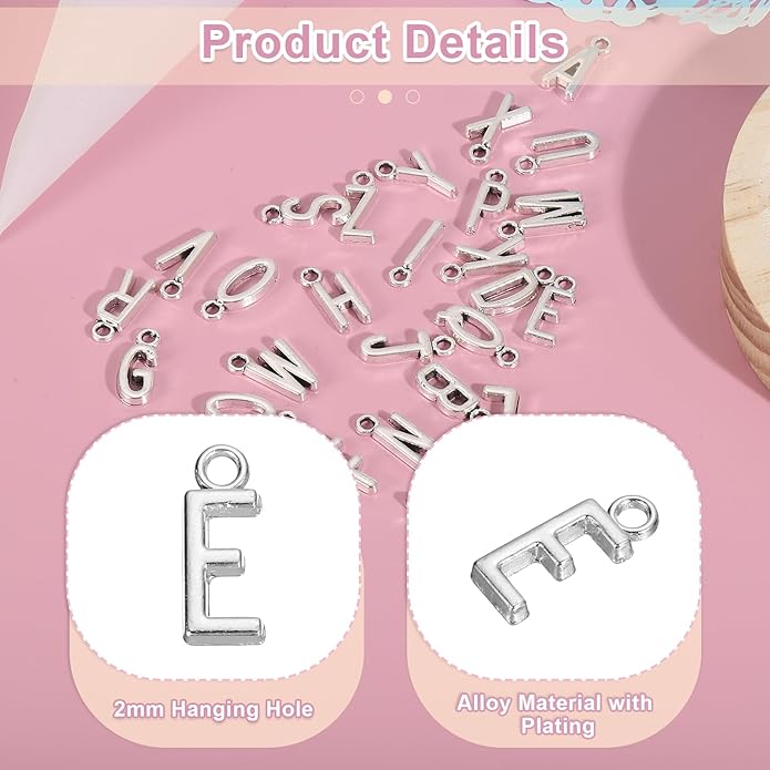 uxcell Letter Charm, Alloy Letter Initial Alphabet Charm for DIY Crafts Jewelry Making Bracelet Earrings Necklace