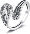 URONE Hummingbird/Bee/Scorpion/Moon Phase Spoon Ring Sterling Silver Thumb Ring Vintage Jewelry Gifts for Women