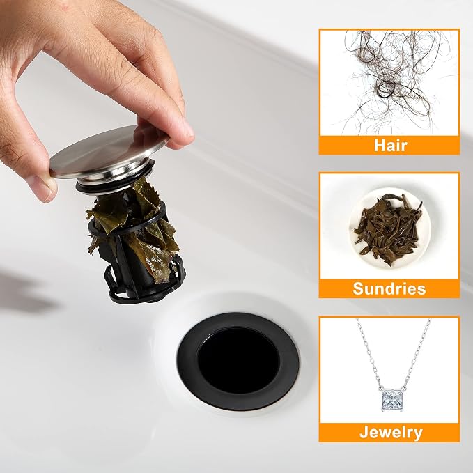 TIORIY Vessel Sink Drain Without Overflow, Plastic Bathroom Pop up Sink Drain - Image 6