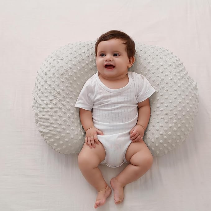 Baby Nursing Pillow and Body Positioner with Premium Slipcover for Breastfeeding for Baby Boys and Girls, Feeding Pillow with Breathable Comfortable Pillowcase (Sand)