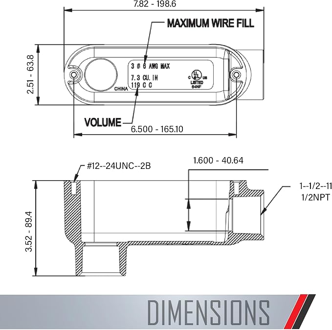 TayMac RLB150 Threaded LB Conduit Body, Die Cast Aluminum, Stamped Steel Cover - Image 3