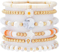 Heishi Beaded Stretch Bracelets for Women Stackable Polymer Clay Beads Bracelets Friendship Boho Summer Beach Bracelet Jewelry Set